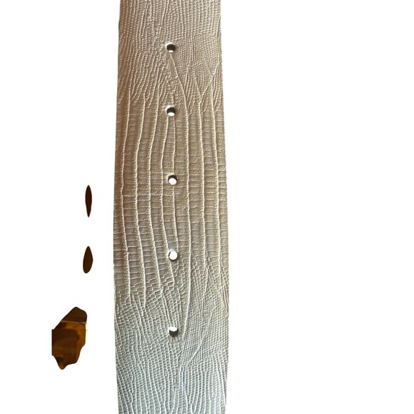 Cipriani Lizard Grain Leather Belt Large White & Gold U-Shaped Buckle - Picture 6 of 6
